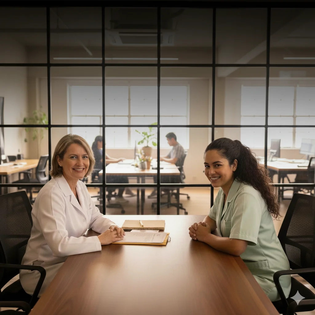 Equipe de cuidadores profissionais certificados da Serena Nobre